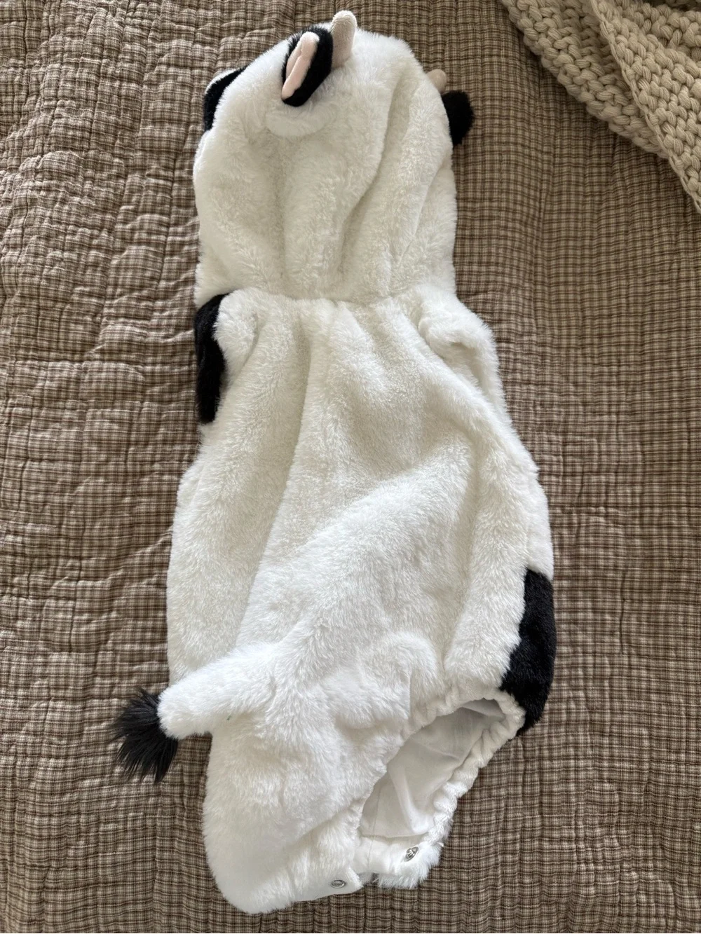 Pottery Barn Kids White & Black Cow Hooded Costume with Pink Belly